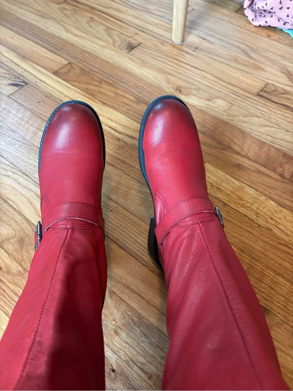 Women’s Frye Red Leather Buckle Boots